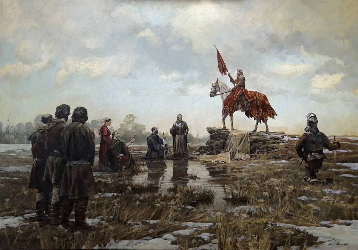 GrzegorzRutko14's tweet photo. Here are some photos of the painting that I recently finished. The painting is 39,4โx 27,6โ (100cm x70cm) made in oils on linen canvas.
#gregrutkowski #medieval #classicalpainting #knights #oilpainting #canvas #poland #grunwald #noai https://t.co/v2nQgrUsvL