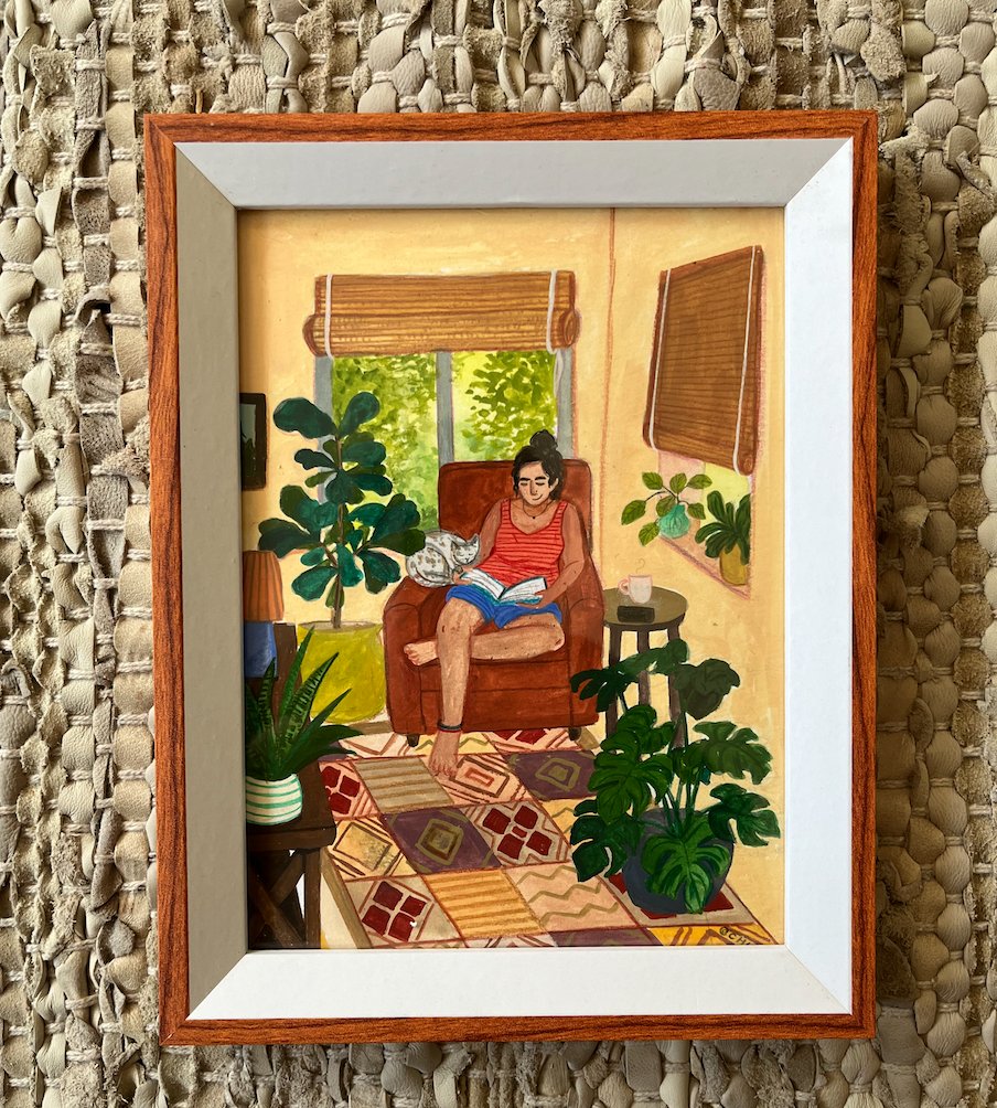 Finally completed this little painting, inspired by a photo of a cozy room shared by @kate_depalma that I stumbled upon long ago! #illustration #handmade
