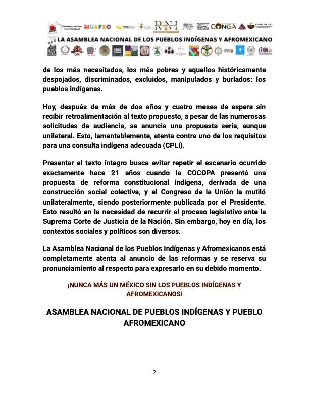 RNI_MX's tweet photo. 🔊Nos mantenemos atentos y listos para compartir nuestro pronunciamiento completo sobre las Reformas que presentará El Presidente @lopezobrador_  afromexicanos! 🌍🇲🇽💬 #ReformaConstitucional #PueblosIndígenas #Afromexicanos   #SomosIndígenas #MéxicoPluricultural https://t.co/gQwUIwQgYl