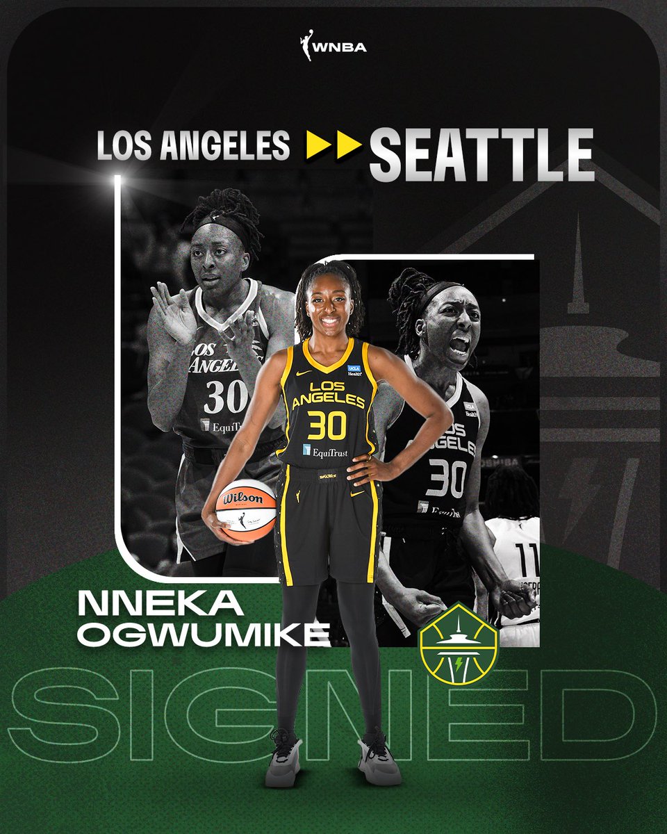 🚨SIGNED 🚨

8x All-Star, 4x All-Defensive First Team Member, 3x Kim Perrot Sportsmanship Award Winner, 2016 WNBA Champion and MVP, @nnekaogwumike has SIGNED with the @seattlestorm 

#WNBAFreeAgency