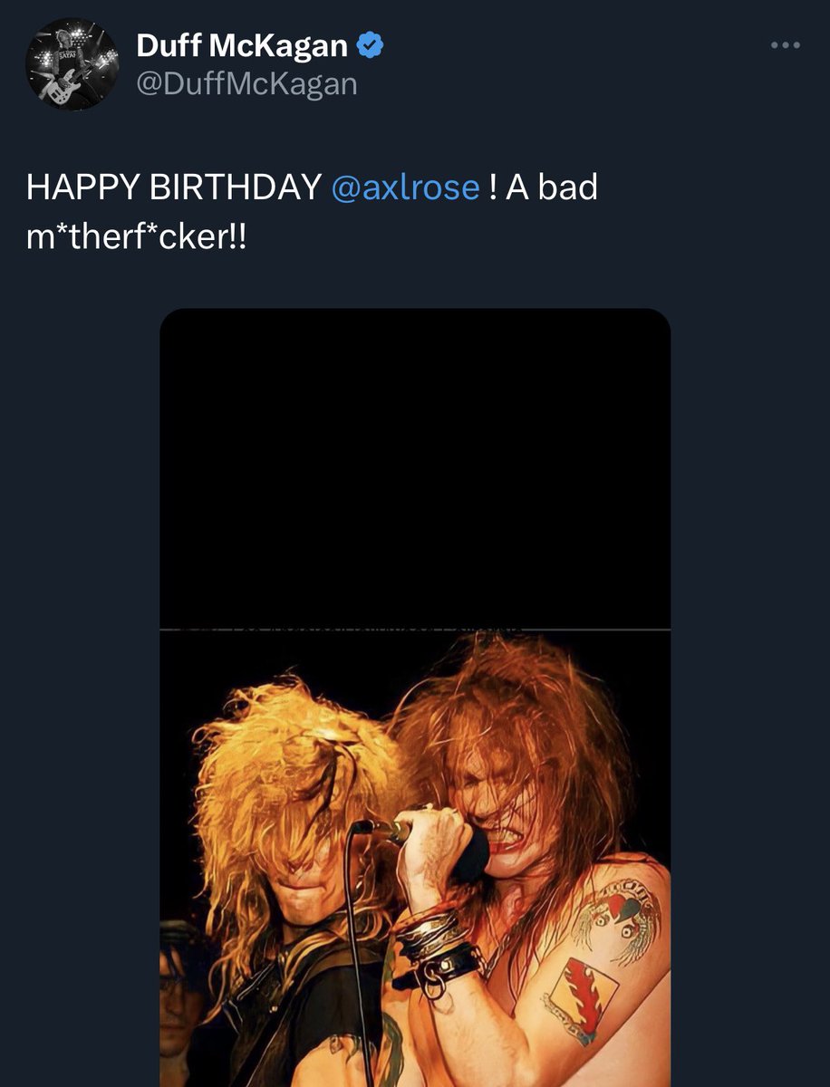 TheGNRGiirl's tweet photo. @axlrose duff came on here and wished you a happy birthday on your big 60th therefore you are required to do the same for him https://t.co/nvovNeX8K6
