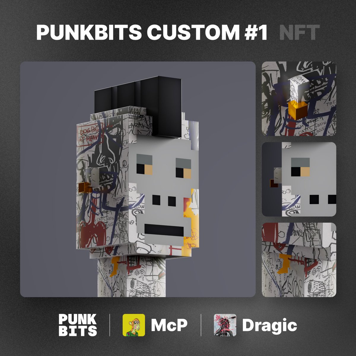 We have a surprise for all punk fans! <a href="/michalprekop/">McP 🦍</a>  has crafted the 1st custom PUNKBIT, now available to the public! It's a truly bad-ass ape!

PUNKBIT Custom #1, with only 3 copies in existence. The texture is courtesy of the talented artist <a href="/DragicMarkovic/">Dragic</a>. (The texture itself