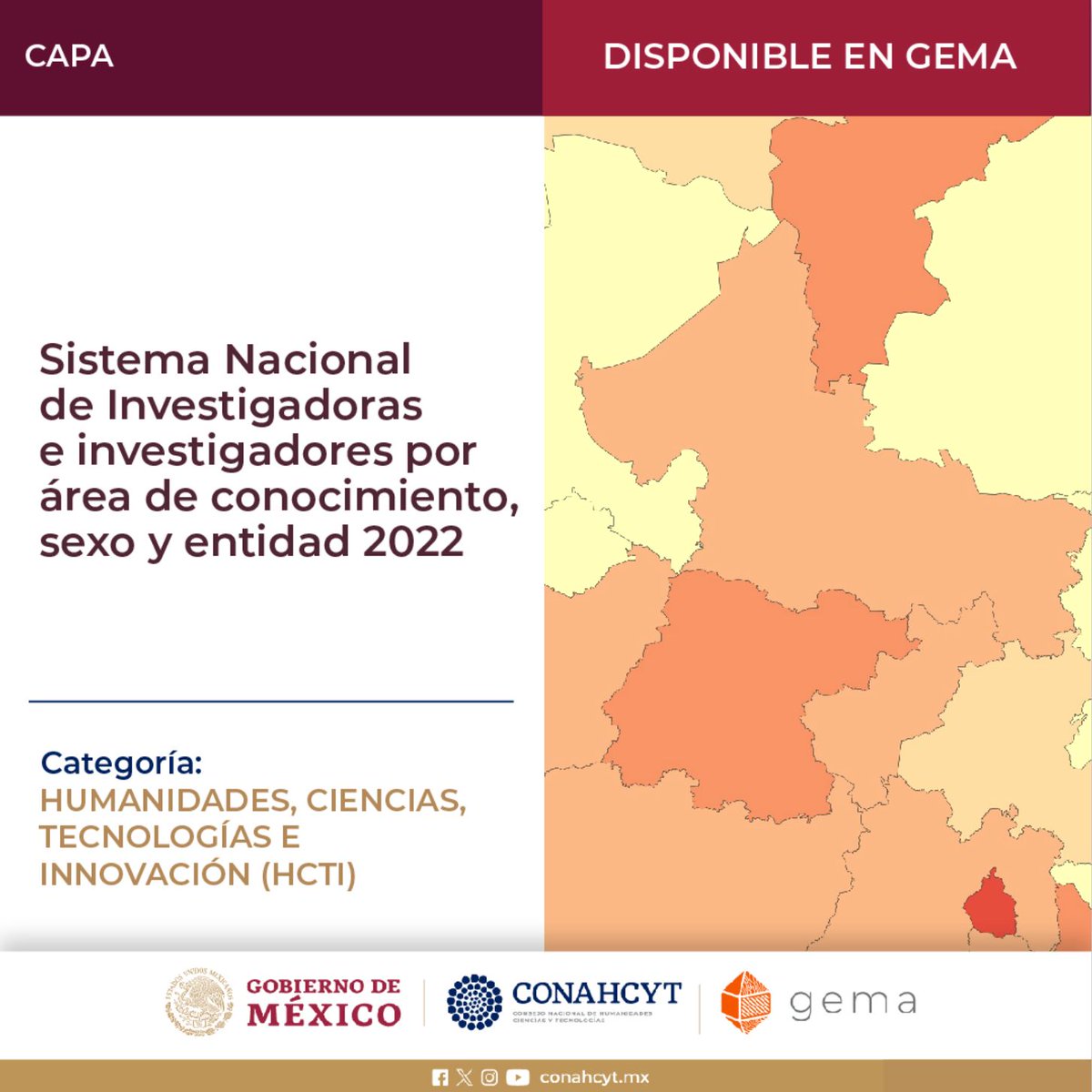 Secihti_Mx's tweet photo. #GemaMX del #Conahcyt es una herramienta para la gestión de mapas, de acceso abierto y público.

Explora la capa que muestra las membresías vigentes del #SNII al 31 de diciembre de 2022. Los datos se clasifican por entidad, sexo y área del conocimiento. ➡️ https://t.co/RTIjt0PoJH https://t.co/CpuL6AEAZu