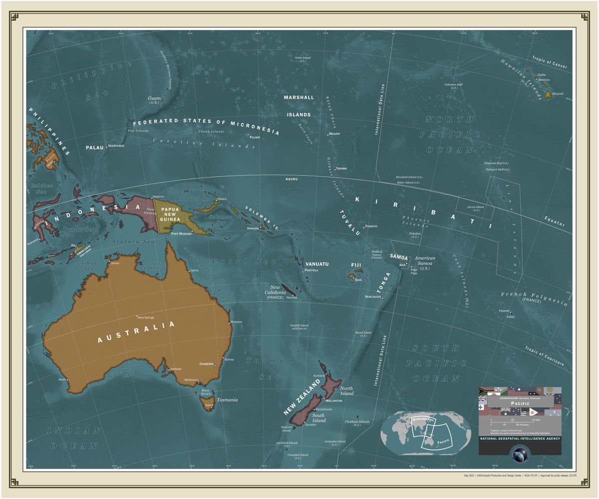 From the mountain ranges of India to the Hawaiian Islands, USINDOPACOM makes up the largest unified combatant command 🤯🗺️

These NGA maps are designed to help policymakers and analysts track military and political events across the region.

#KnowTheWorld #MappyMonday