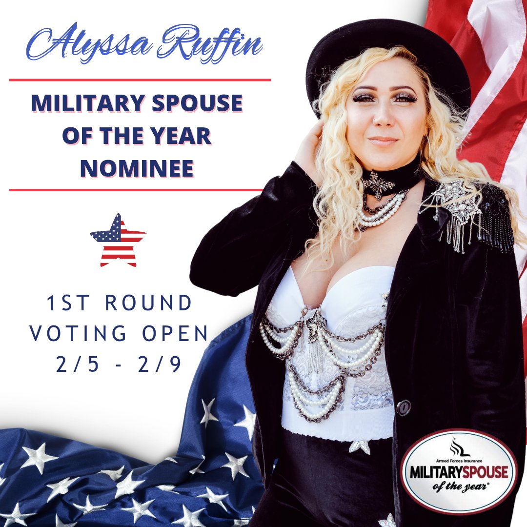 I am so honored to be nominated for Military Spouse of the Year #MSOY representing @Buckley_SFB and the Space Force spouses. 

LINK TO VOTE: 
msoy.afi.org/profiles/2024-…

#AlyssaRuffin #MilitaryWife #SpaceForceWife #MilitarySpouse #SpaceForceSpouse #womeninmusic #musicandthemission