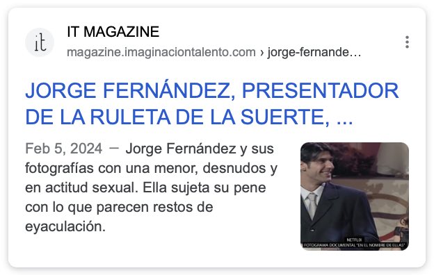 mario10oficial's tweet photo. JORGE FERNÁNDEZ, PRESENTADOR DE LA RULETA DE LA SUERTE, PROTAGONISTA ADULTO DE LA PORNOGRAFÍA INFANTIL DE KOTE CABEZUDO.
La exclusiva de @melchormiralles para @it_magazine_ da cuenta de la investigación de la Fiscalía y permite comprender muchas cosas...

https://t.co/9aLl6zp4A4 https://t.co/51XBAeX5Sy