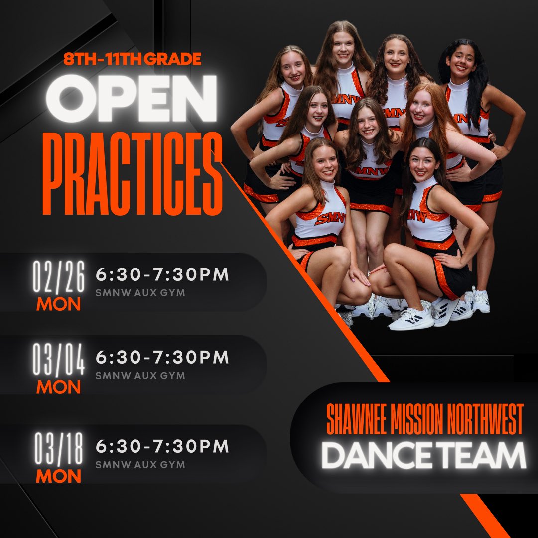 Interested in joining dance team? Want to experience a practice with the current team? Come join us on 2/26, 3/04, or 3/10 from 6:30-7:30 in the aux gym! We can’t wait to dance with you! <a href="/SMNWAthletics/">SMNW Athletics</a> <a href="/smnw_office/">SMNW Office</a> <a href="/TrailridgeMSPTA/">TrailridgeMSPTA SMSD</a>