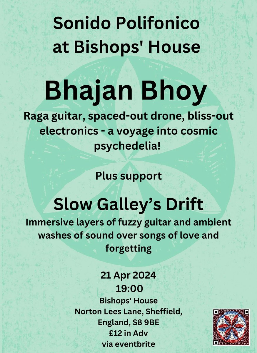 Excited to be bringing Bhajan Bhoy to Sheffield. This will be a glorious night of cosmic sound. With support from Sheffield's wonderful Slow Galley's Drift.