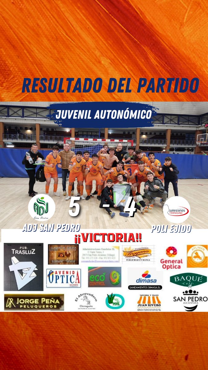adjsanpedro's tweet photo. Victoria del juvenil autonómico💪🏻💪🏻
Una vez más nuestro Juvenil se lleva la victoria, seguimos Invictus, sin ninguna derrota.
Este sábado demostraron el gran equipo que son.
¡¡Enhorabuena chicos!!
#adj #marcasanpedro #victoria #ceroderrotas #invitus #juvenil #futsal #futbolsala https://t.co/grzbu8xMbk