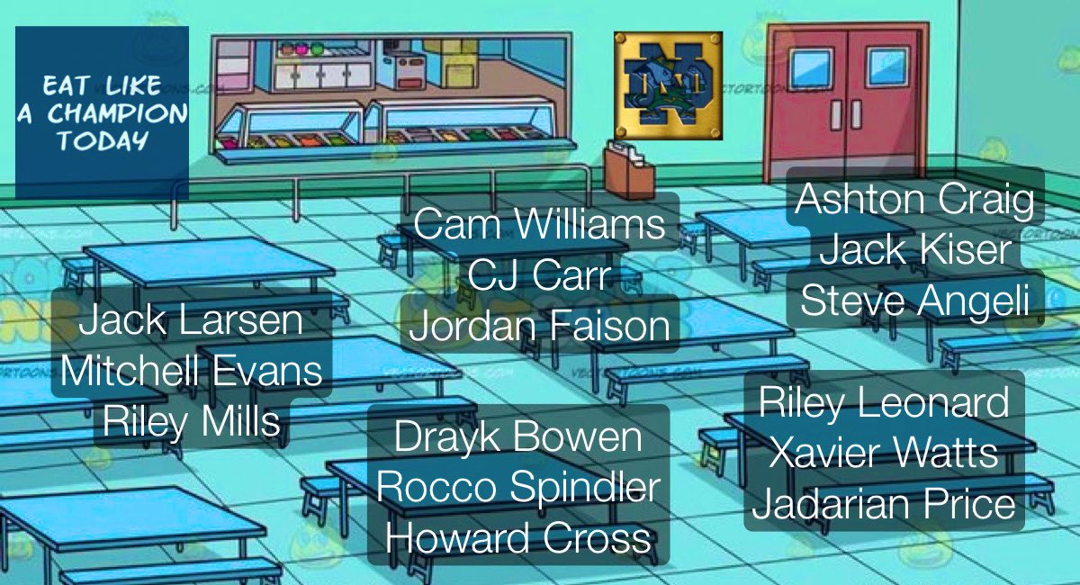 jakeryan2112's tweet image. 👉🏻Which table are you sitting at?

#GoIrish #LunchTime #NewFaces ☘️