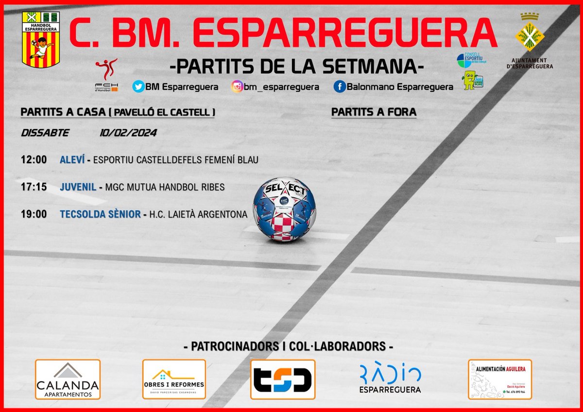 Tot hi el Carnaval, l'handbol no s'atura!! 
T'esperem per animar els nostres equips :) 
<a href="/EsparregueraFM/">Ràdio Esparreguera</a> 
<a href="/esparreguera/">Ajuntament d'Esparreguera</a>
<a href="/Cercle_Central/">Cercle Central</a>