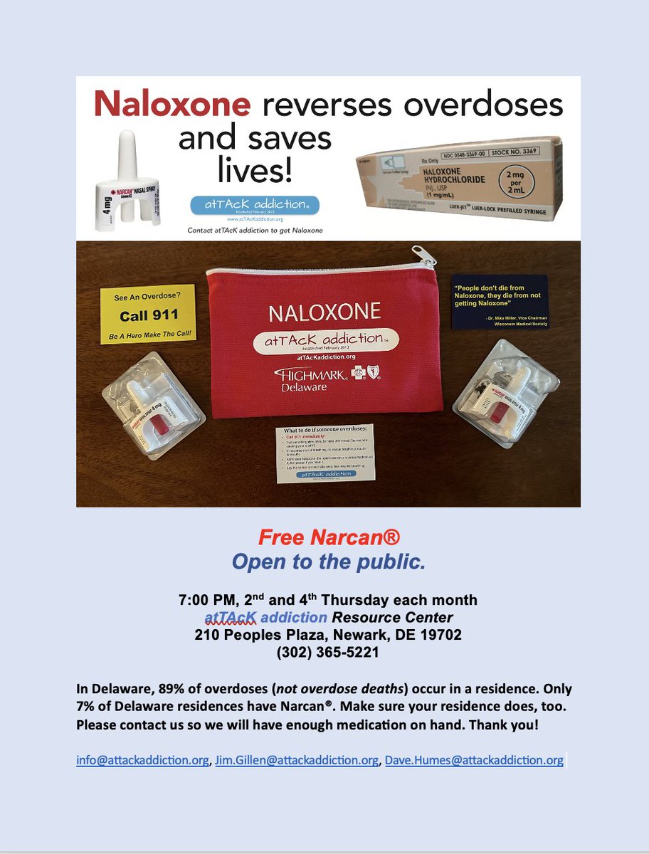 Do you have someone with Substance Use or know someone who may? Join us Thursday, February 8 at 7:00 PM. We will provide the life saving medication, Narcan. #netDE #Delaware #HarmReduction #HelpIsHereDE  

NOTE: This is a Public Service Announcement and not a violation of TOS.