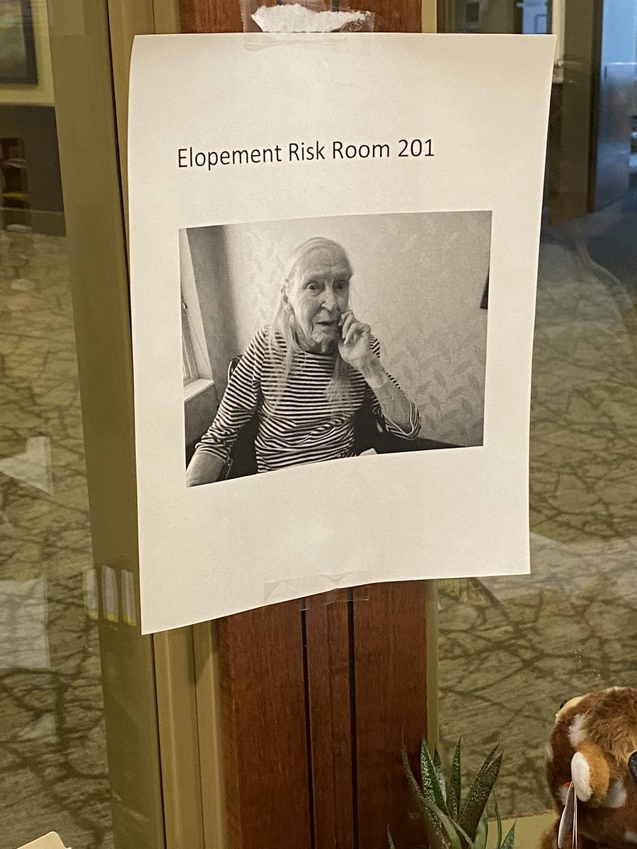 Saw this at the nurses station of my mom. I can’t stop laughing. Way to go, Mom! Still shaking it up at 93!