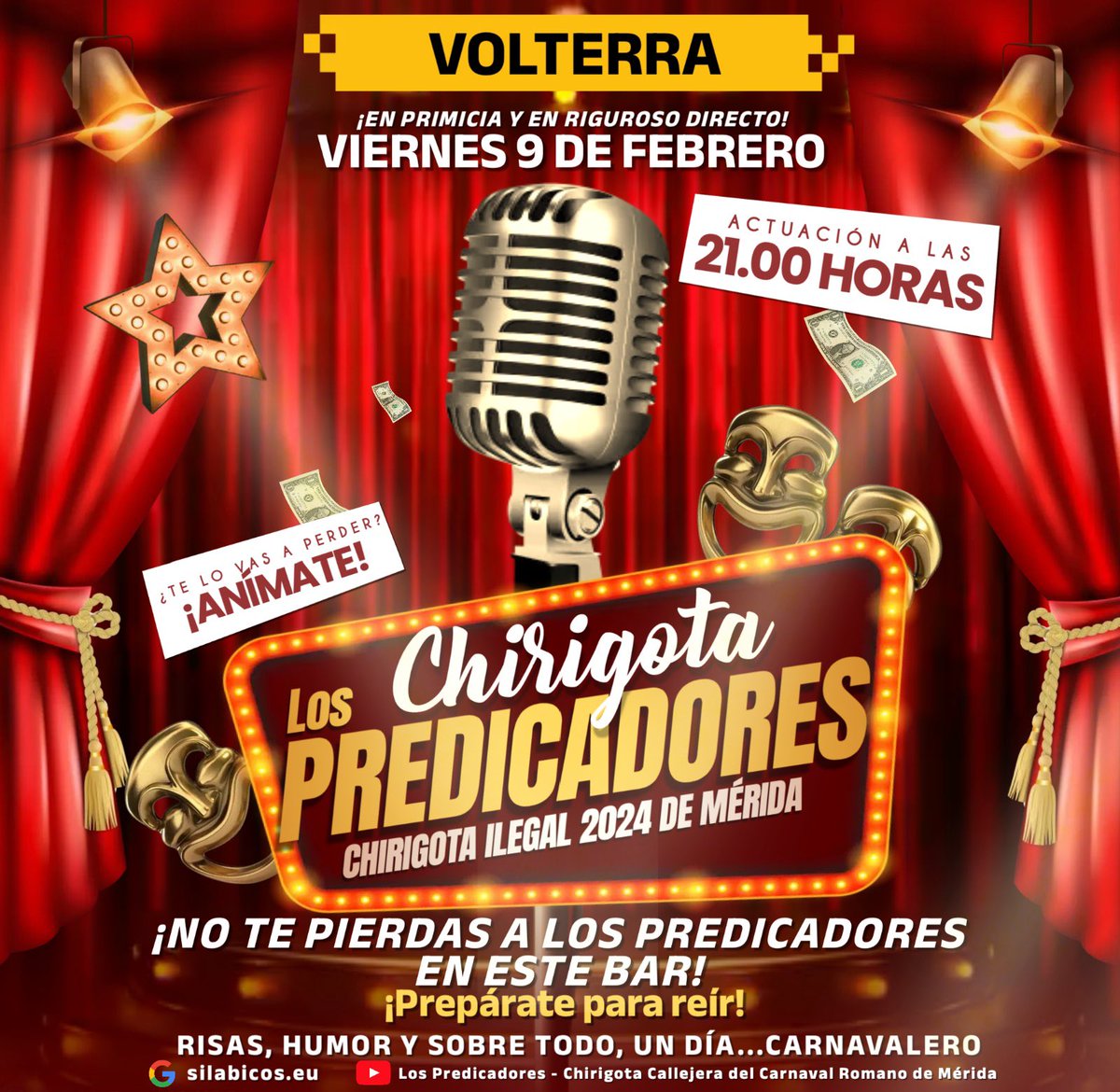 Ya llega!!!!! El viernes queremos contar contigo en nuestra primera actuación! Como es tradición empezaremos en <a href="/volterramerida/">Volterra Mérida</a> Reserva tu mesa y prepárate para reír con Los Predicadores