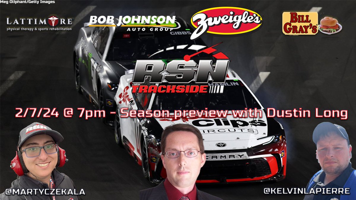 MartyCzekala's tweet image. 🗓️ The fifth season of @RsnTrackside premieres this Wednesday at 7pm on @ROCSportsNet!

On the show, @KelvinLapierre and I welcome back @dustinlong from @NASCARonNBC to recap the Clash and preview the 2024 #NASCAR Cup Series season.

Live on @ROCSportsNet's Facebook page!