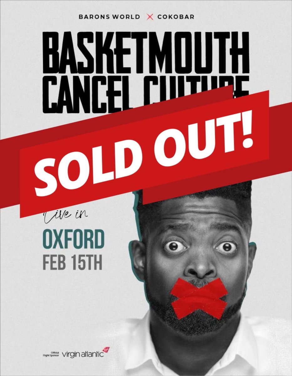 Basketmouth Oxford has now officially soldout!!  London, bham Cardiff next in line!!! Cokobar.com for all the other cities 🏆🏆🏆🏆
