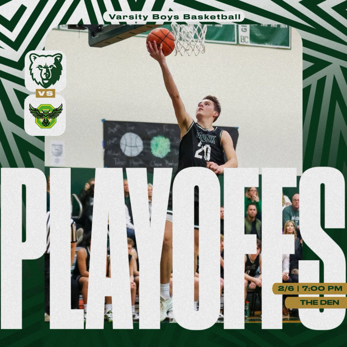 HUGE home playoff game tomorrow night against Overlake! It's time to pack THE DEN! The theme is "Crazy for BC!" Wear as much green and white as you can! #wiaawa #nfhs #basketball #playoffs