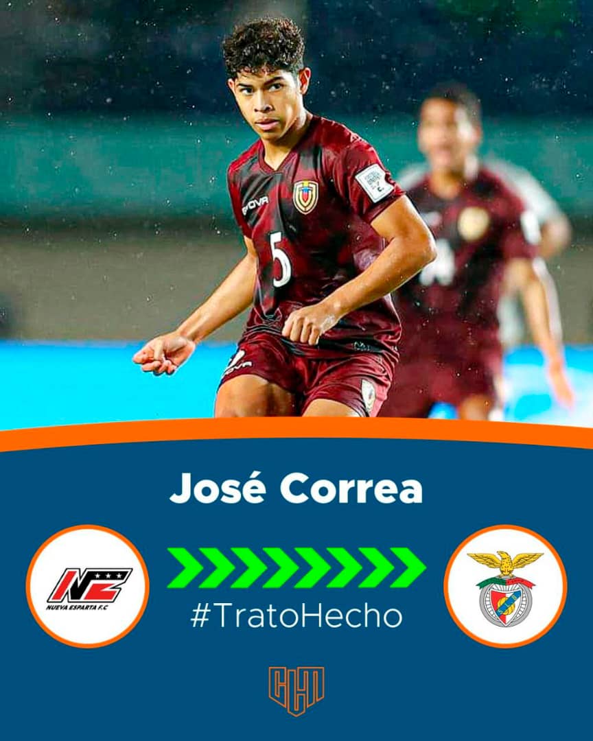 🇻🇪 El mediocampista venezolano de 17 años José Correa, será nuevo jugador del Benfica.

🖊 Llegará procedente del Nueva Esparta FC a mitad del año y firmará hasta 2029 con el conjunto lusitano.