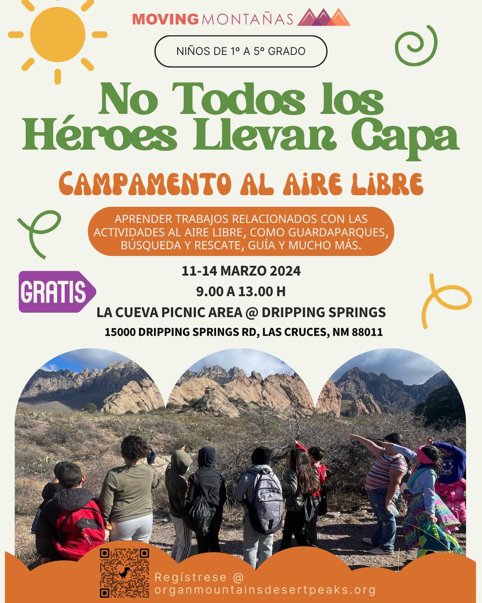 Registration is open for our Spring Break Camps! This camp is open from 1st-5th graders. Visit our website here: organmountainsdesertpeaks.org/moving-montana…