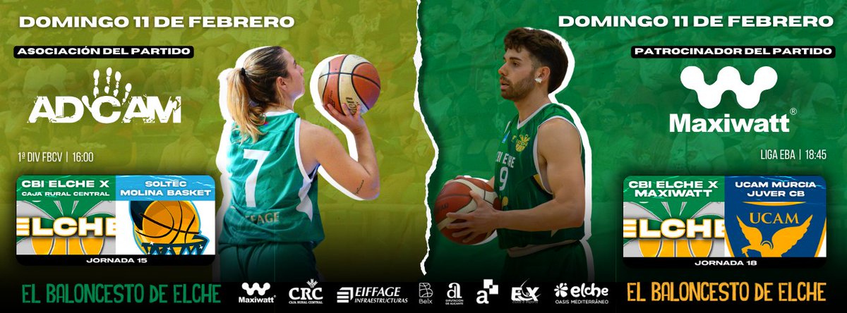 La entrada será gratuita para abonados y abonadas.  

#CBIElche #ElBaloncestoDeElche #ÚneteAlJuego🟢 #SUMAconeldeporte