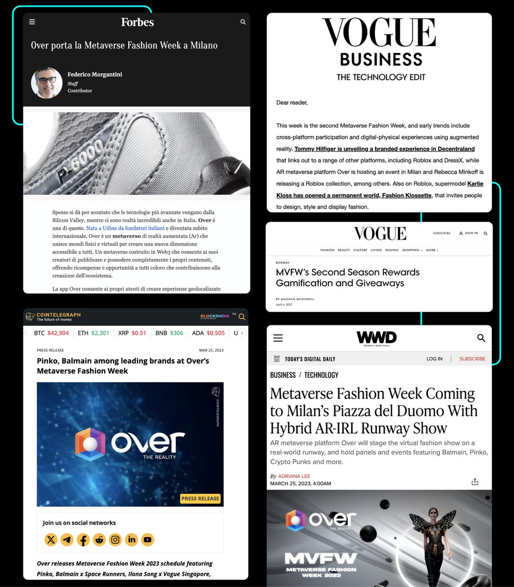 In 30 Days We Got <a href="/OVRtheReality/">Over the Reality 🌐</a>:

▪ 13 Organic publications in the leading media outlets
▪ 3,5Bn in Total Media Traffic 

𝐎𝐮𝐫 𝐠𝐨𝐚𝐥:

Announce Over event during the Metaverse Fashion Week, ensure brand awareness, and provide PR post-event coverage.

𝐇𝐨𝐰 𝐰𝐞 𝐝𝐢𝐝