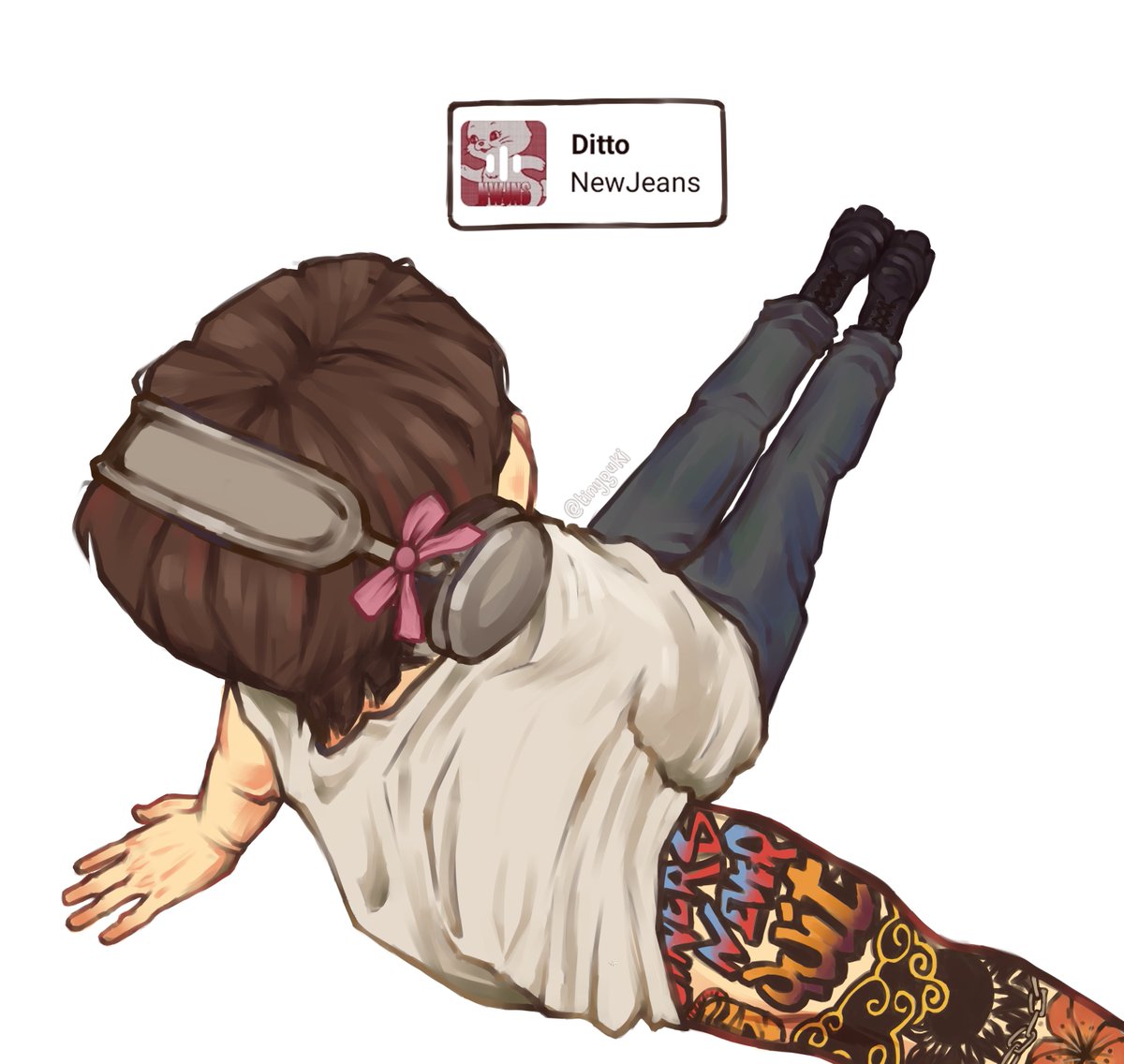 tinyguki's tweet photo. just a coquette jungkook listening to his favorite song https://t.co/mikkZAlVqw