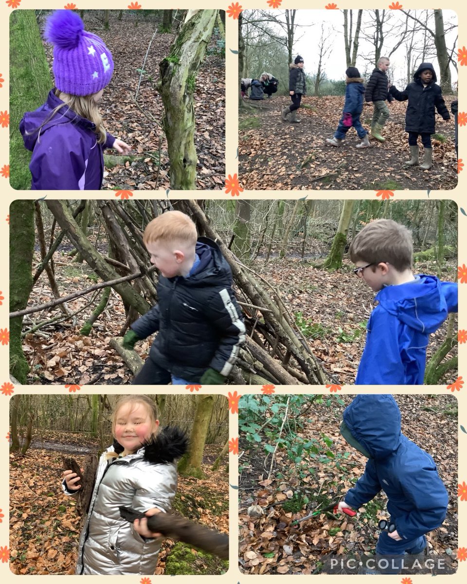 Smiles all around in #ForestSchool today in Class 5 as we explored the woods. We discussed how the fresh air keeps our mind happy. @sjsbmh @StJosephStBede @FarmSjsb #ChildrensMentalHealth