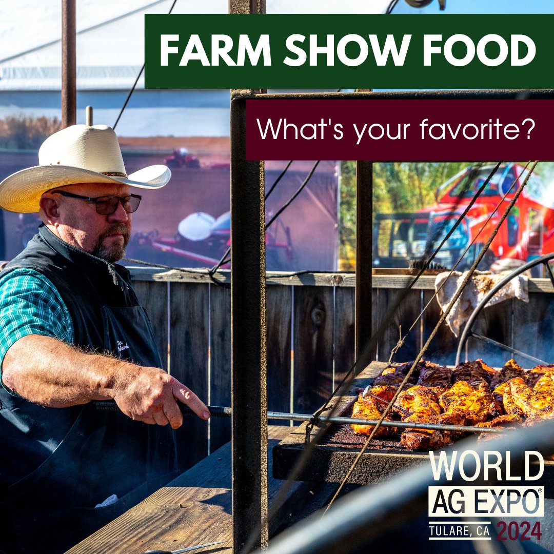 What's your favorite farm show food? Check out our food booth menus on the 2024 World Ag Expo mobile app and Official Show Guide! #WAE24