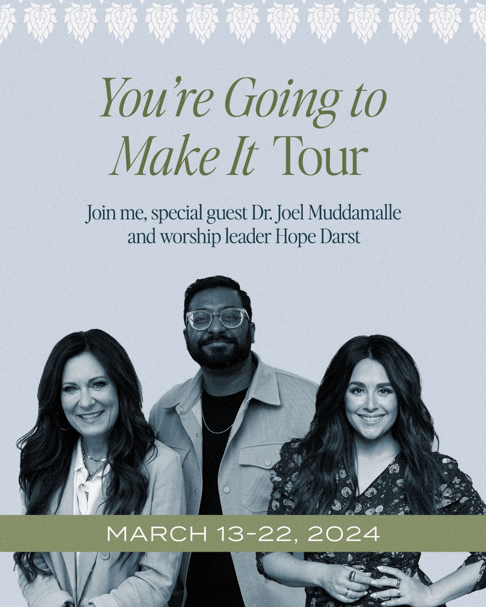 LysaTerKeurst's tweet photo. I’m going out on the road this March with @muddamalle and @hopedarst for extra special one night events of teaching messages and powerful worship, and I’d love to see you there!

You can see the list of cities and get your tickets here:
https://t.co/jN28u70aAV https://t.co/IegVmLzfBl