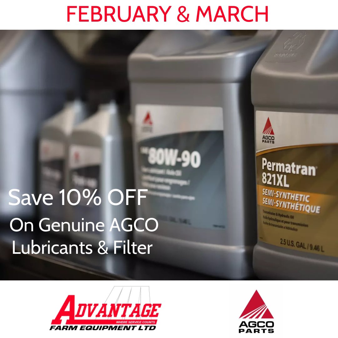 For the month of February & March get 10% OFF genuine AGCO filters and lubricants!