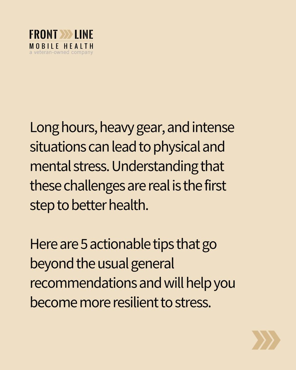 frontlinemh's tweet photo. Public safety jobs are stressful and the toll on your body is real. Here are 5 less common tips to stay physically and mentally resilient in the line of duty. ๐ช
#FirstResponderHealth #Wellness https://t.co/w3V05p0dVG