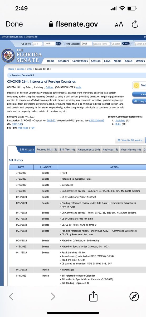 A federal appeals court granted an injunction to block a Florida
SB 264 law limiting Chinese citizens from purchasing land in the state.

What is SB264?

CS/CS/SB 264: Interests of Foreign Countries

GENERAL BILL by Rules ; Judiciary ; Collins ; (CO-INTRODUCERS) Avila
Interests…