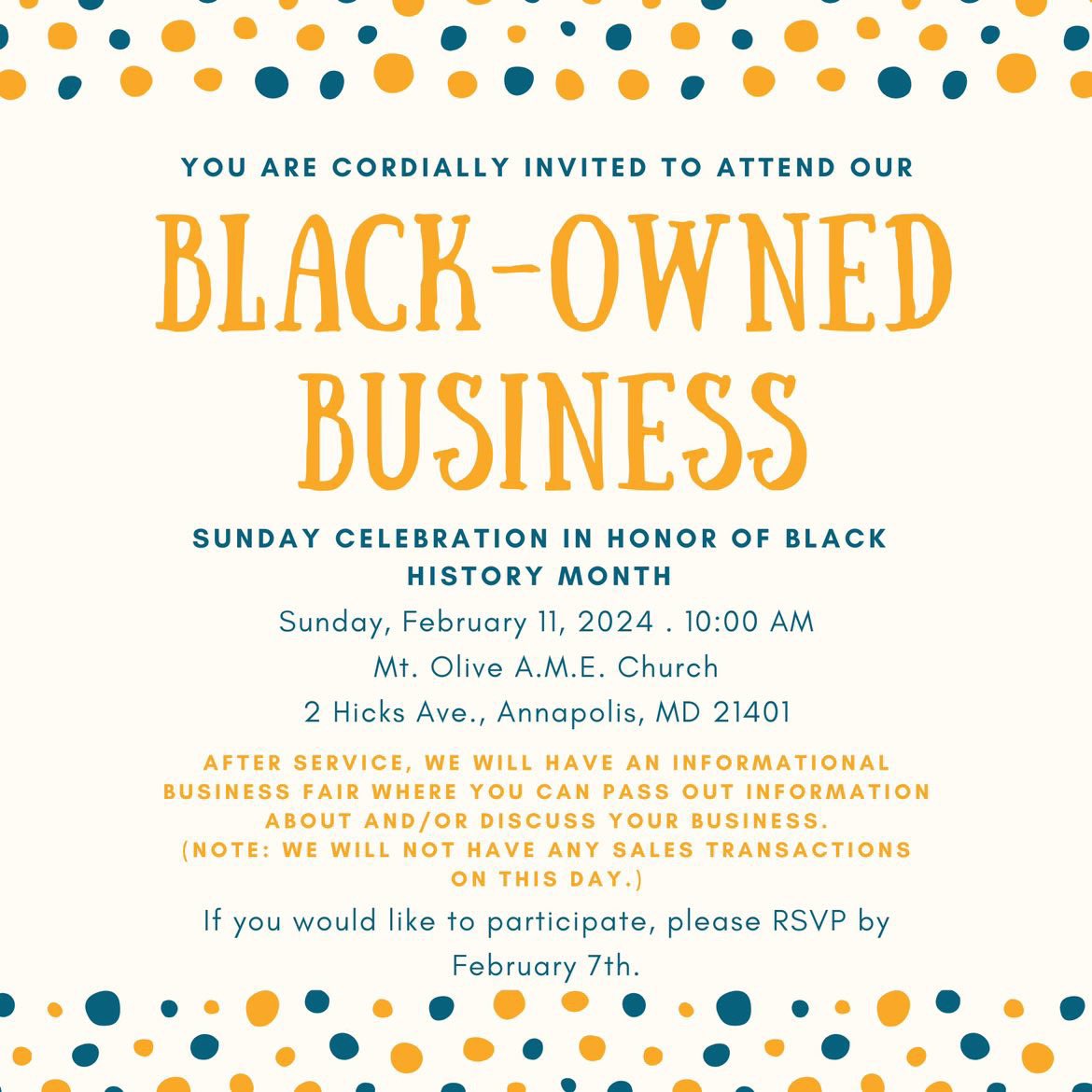 Save the date! 🗓️ Feb 11th, 2024 at 10 am, Mt. Olive A.M.E Church will host an informative business fair. 📚 Stop by for a chat, info, and business cards from Joyce Essentials ❤️!

#Networking #BusinessEvent #joyceessentials #fyp #explorepage