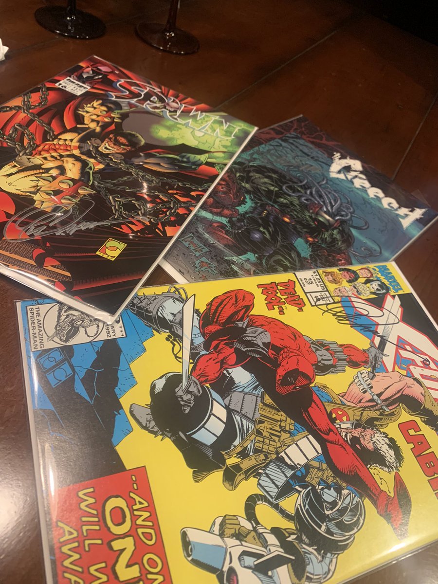 ComixDloya's tweet photo. My collection just got an upgrade thanks to @GregCapullo 
Can’t wait to frame these bad boys. 
#spawn #deadpool #thecreech https://t.co/FwwHYuJQcJ