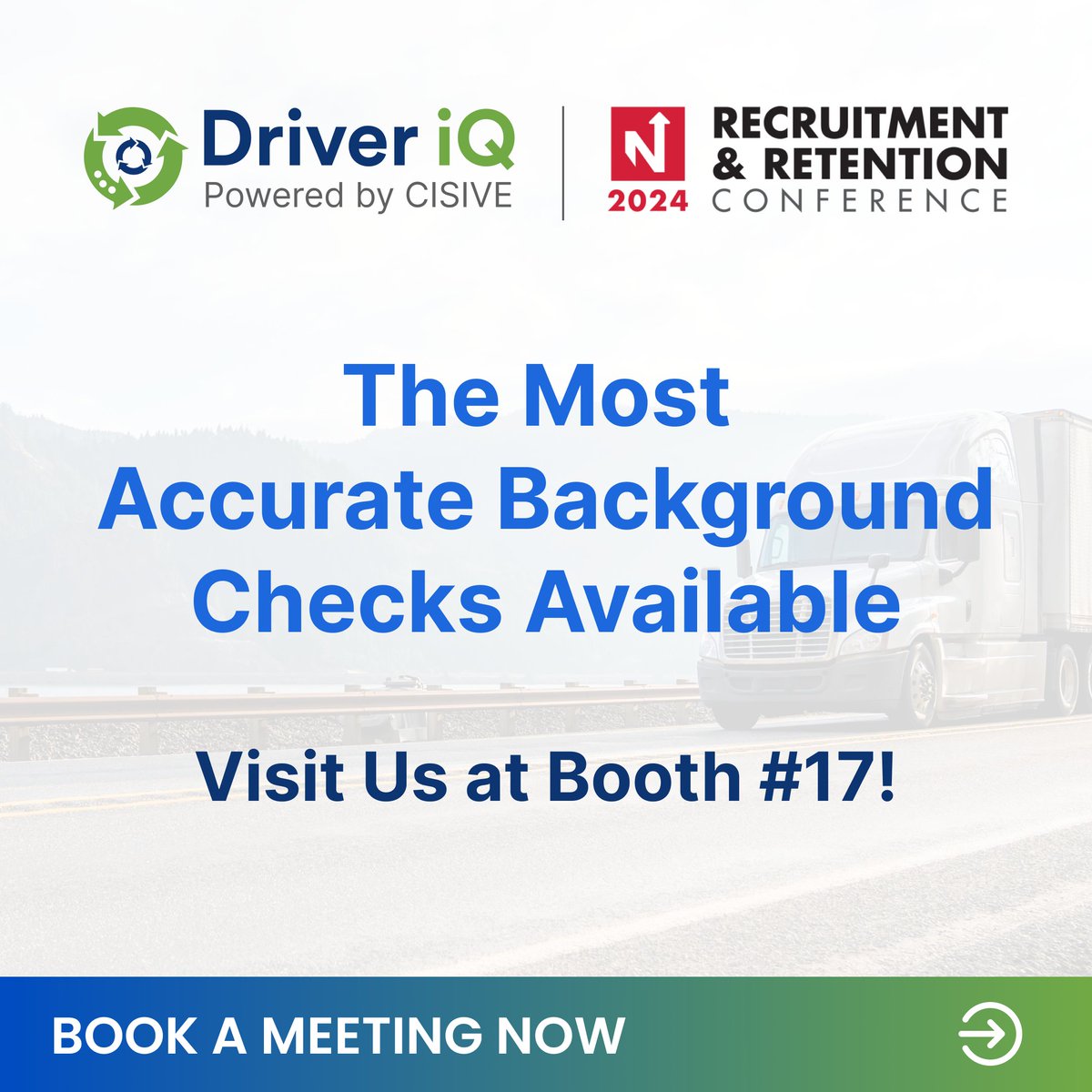 Accuracy 🎯 & speed ⚡️ are critical when recruiting truck drivers.  

Meet us for a FREE expert background check assessment at #RRConf2024 booth #17. 

BOOK A MEETING NOW 👉  www2.cisive.com/rr24  

#SeeYouAtRR2024 #DriverRecruiting #DriverRetention