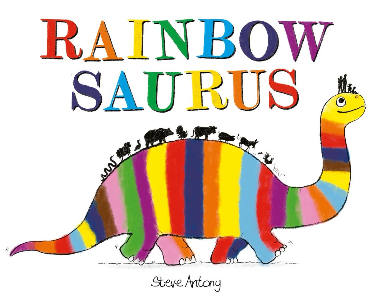 Join the hunt for the most dazzling of dinosaurs in this vibrant and joyful read aloud. All the colours of the rainbow, lots of recognisable animals and an inclusive family, #Rainbowsaurus is bright, bold and brilliant! @HachetteKidsANZ @MrSteveAntony awordaboutbooks.com/blog/rainbowsa…