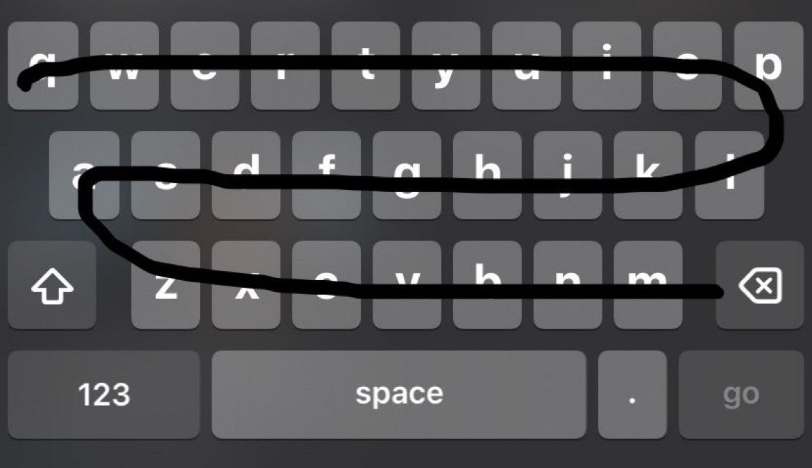 Swipe your finger from Q to M and see what word you get 😮