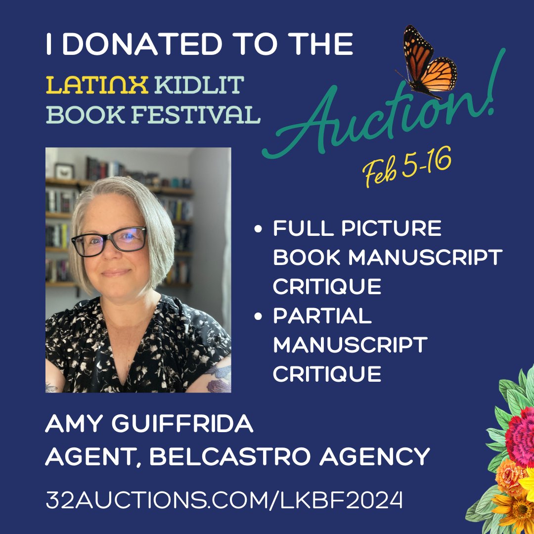 The #lkbf24 Publishing Auction is LIVE! Auction proceeds benefit the Latinx Kidlit Book Festival, a 501(c)3 nonprofit literacy organization. You can bid on some amazing items, including a Full PB Manuscript or Partial Manuscript Critique from me! 32Auctions.com/LKBF2024