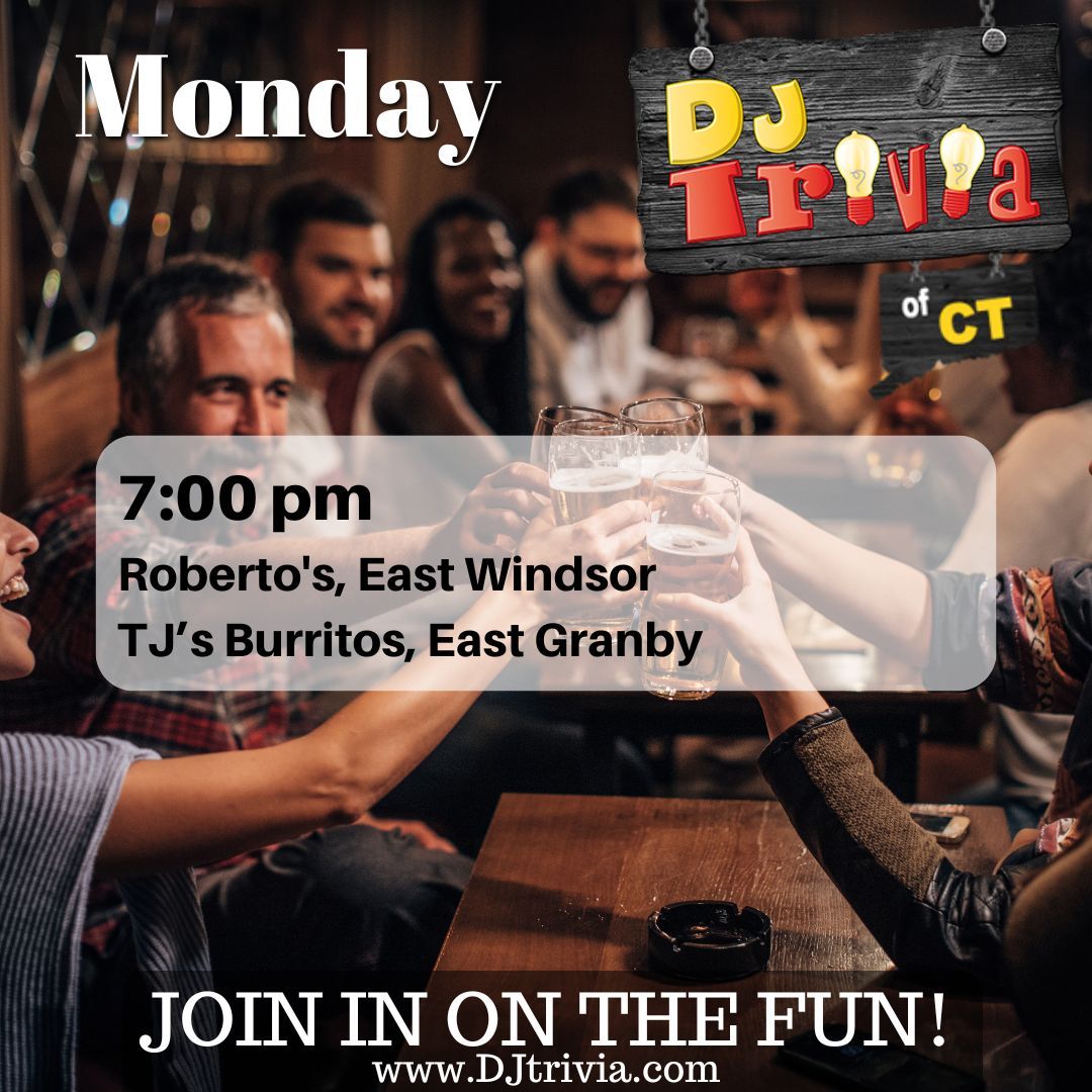 djtriviact's tweet photo. Trivia Monday with DJ Trivia @robertosconn @BurritosTj  #triviamonday #triviamondays #djtrivia #djtriviafun #trivia #trivianight #TrivialPursuit #triviapursuit #triviagame #besttriviaever #ct #connecticut #cttrivia https://t.co/JZz6HIdu73