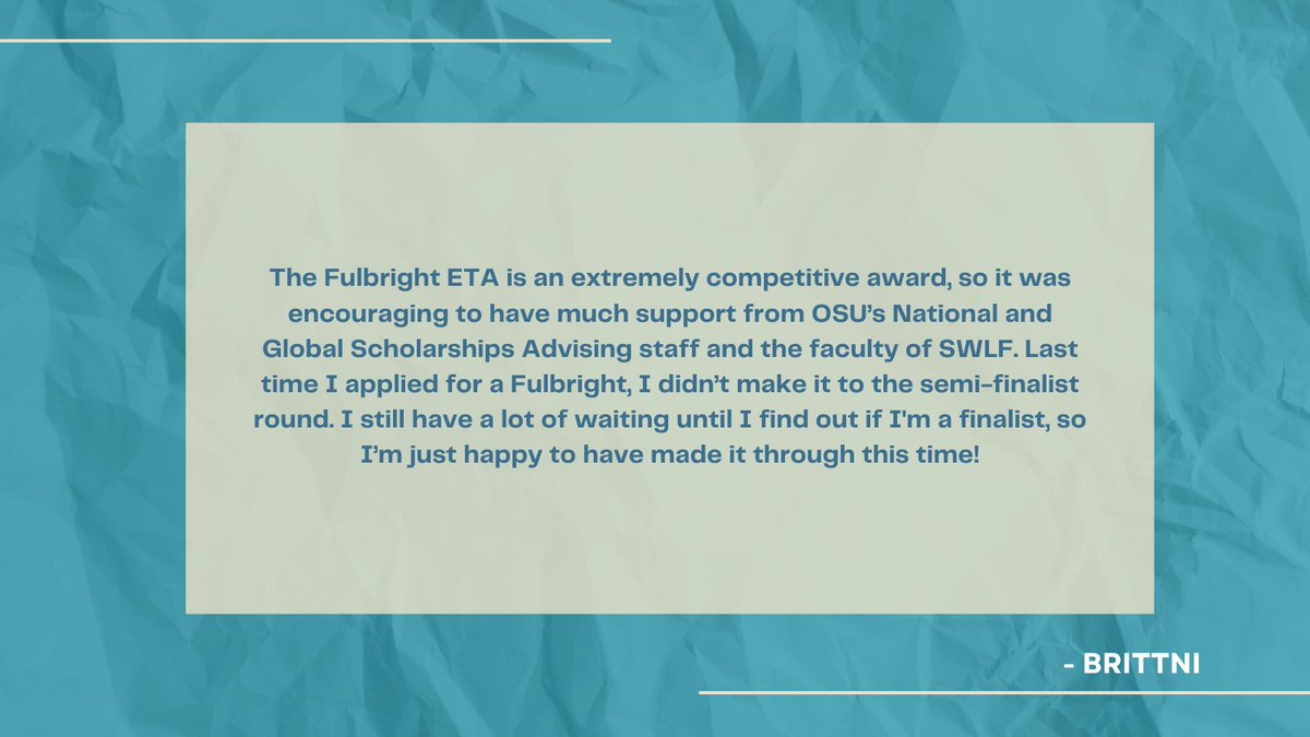 osuswlf's tweet image. One of our incredible @OregonState English MA students, Brittni Wisner, has just been named a #Fulbright semi-finalist for 2024-25. Congrats, Brittni! Everyone here at SWLF is so proud of you! @liberalartsosu