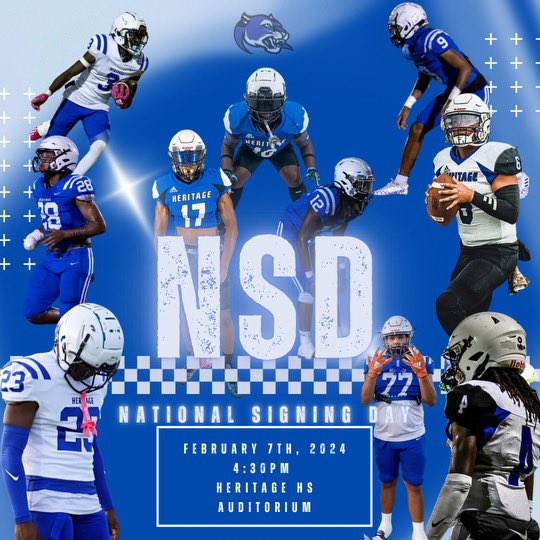 ScottRaymond7's tweet photo. Who will Heritage Panther RB/DB TD machine Tayshawn Benson sign his NLI with? Stay tuned Wednesday Feb 7 at 4:30pm to find out!!! #Dominate #LockedIN #BrevardBuilt #MalabarMonsters #TDMachine @TayshawnBenson @Coach_Benson9 @Coach23EJ_Mayes @tybenson14 @SportsBrevard @bighitslive https://t.co/Orfho5lV6g
