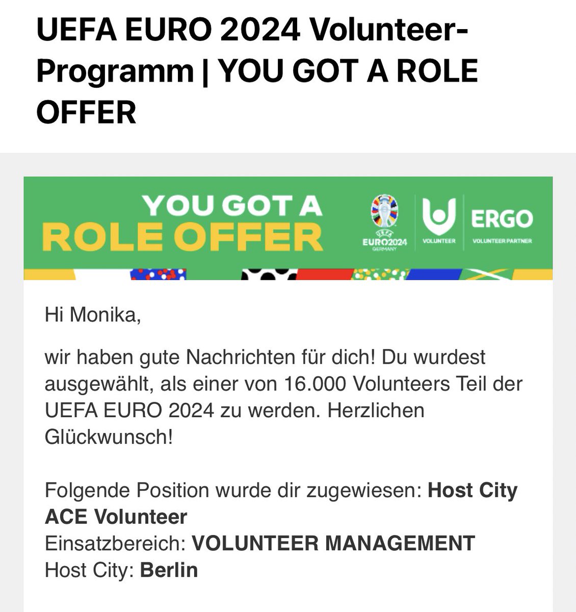 Dostałam się na wolontariat na euro 😍