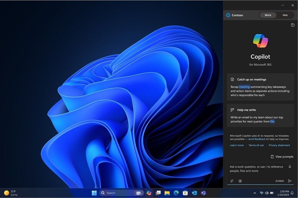 Our teams are happy to share that Copilot for M365 has been integrated into #Windows ...I like using it to catch up on work meetings and get the latest from folks on my team. techcommunity.microsoft.com/t5/copilot-for…