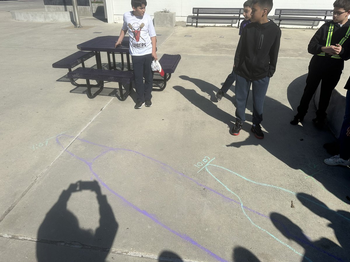 Mr. Perez took advantage of a sunny day and had our 5th graders engaged in understanding how the position of the sun in the sky changes the direction and size of shadows!