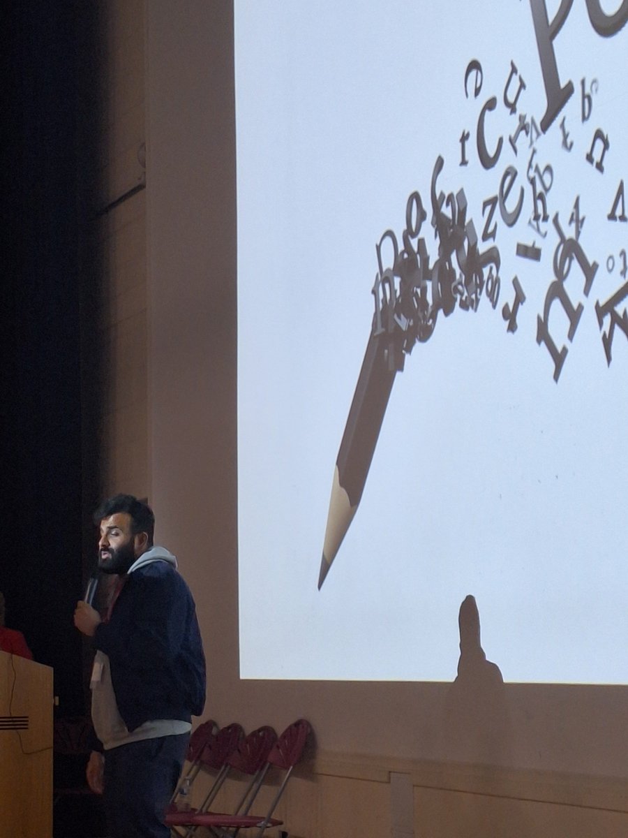 _MissOG's tweet photo. Brilliant words from special guest @HussainManawer today!  Perfect for our #PSCHE week of inspo! Students are now invited to submit poems inspired by the session on the theme of 'LIFE' #spokenword #mentalhealth @Priorycsa @MissCLTodd @MawfordMr @VickyBush17 @goodnewspostUK https://t.co/K7Kr4rk0TU