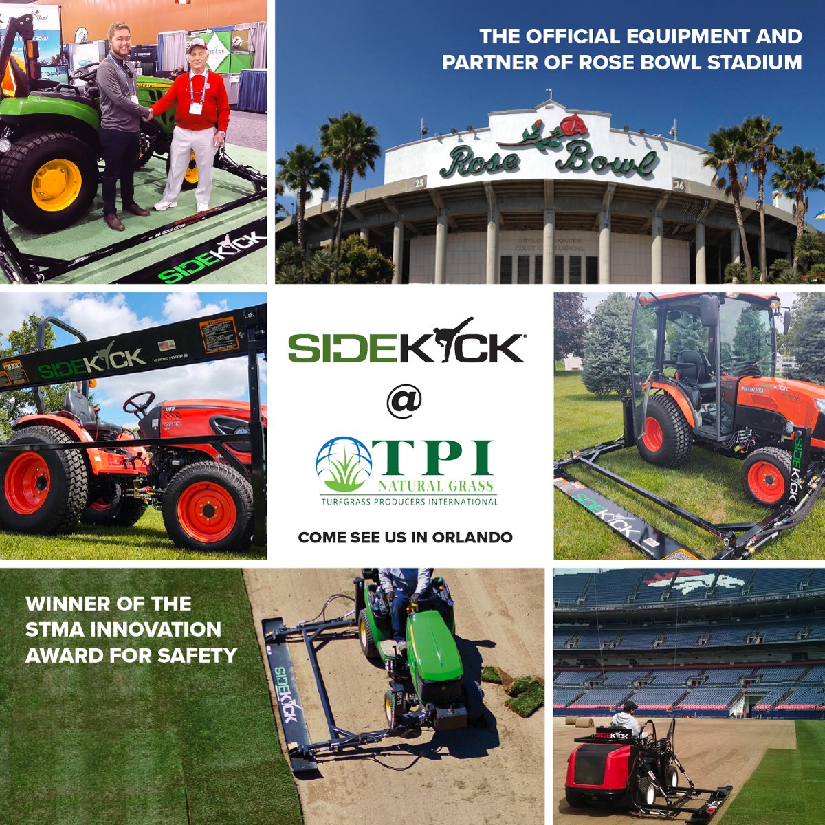 #SIDEKICKUSA will be exhibiting at the @TPITurfTalk Field Day this week in Orlando -- be sure to swing by our tent to check out the unit and grab some swag!

#TPI2024 #RealTurfRealTight #KeepItReal
