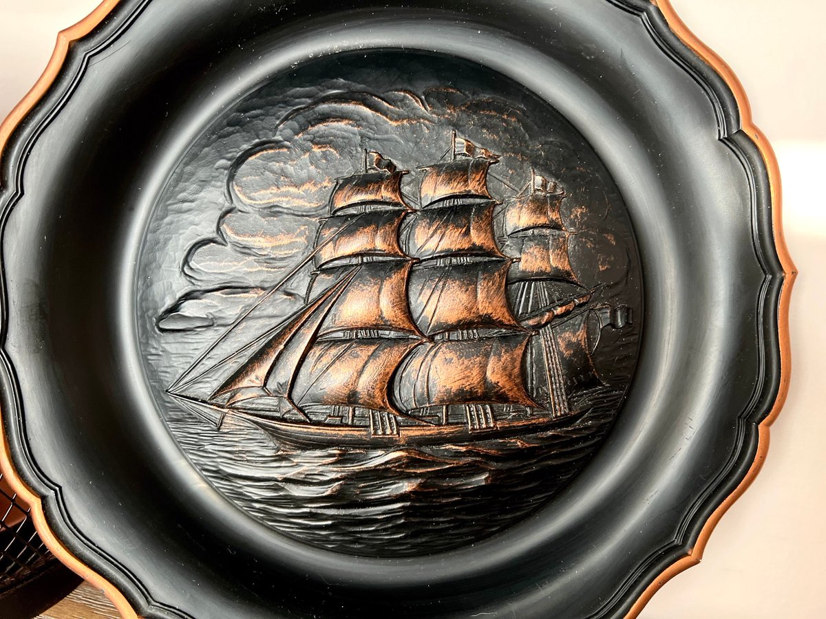 Art, Vintage Nautical Art Featuring a Sailing Ship in Black and Copper Tones, Vintage Wall Art, Nautical Decor, Midcentury Vintage Decor $45.00 at etsy.com/listing/143216… #VintageDecor #NauticalDecor