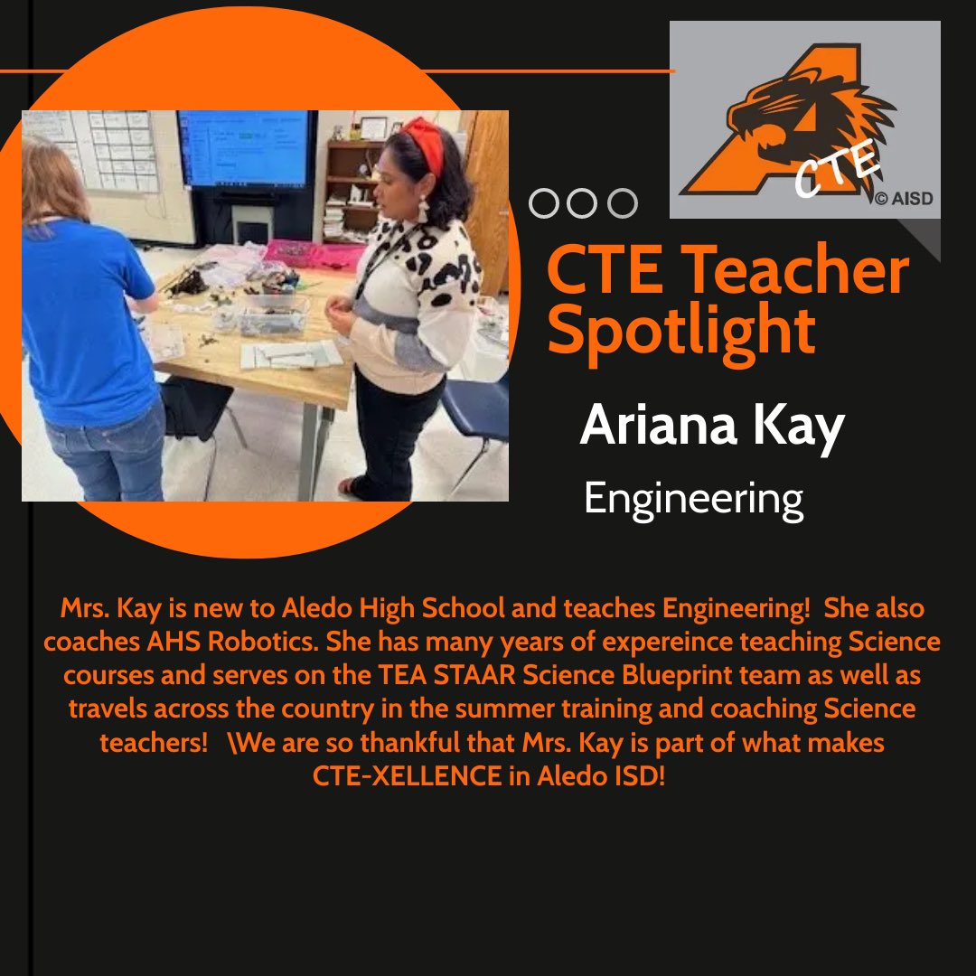 We 🧡 Mrs. Kay! Celebrate CTE! #AllInAledo #AllAboutCollegeAndCareer
#CTEMonth #CTExcellence