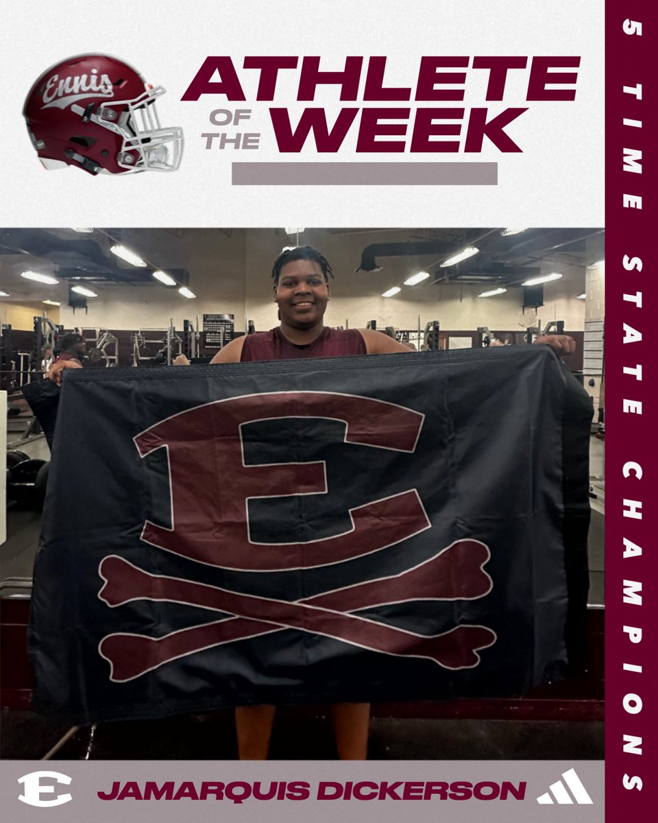 💪  ATHLETE OF THE WEEK 💪 
JAMARQUIS "BIG DUKE" DICKERSON!

An Ennis Lion Legacy, Jamarquis is having a HUGE off-season. He has improved every week and he shows up early in the morning to get extra work!

Proud of you, Jamarquis!

#FAST