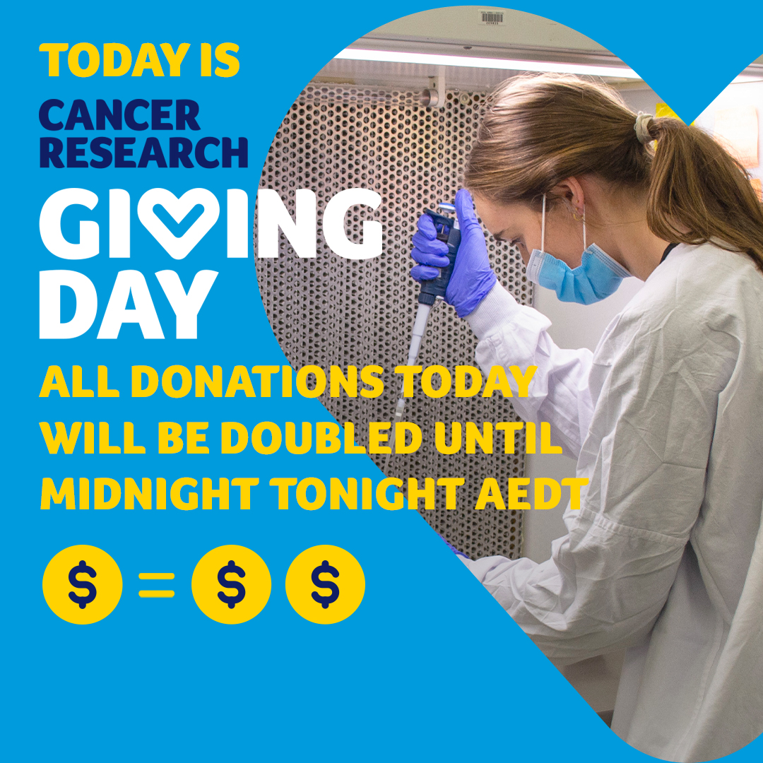 Today is Cancer Research Giving Day! Until midnight tonight, your donation will be doubled until we hit our goal of $800k. Double your impact for cancer research ✨ To make a donation, head to: ccvic.org/3SpLWQv Let's go! #CancerResearchGivingDay